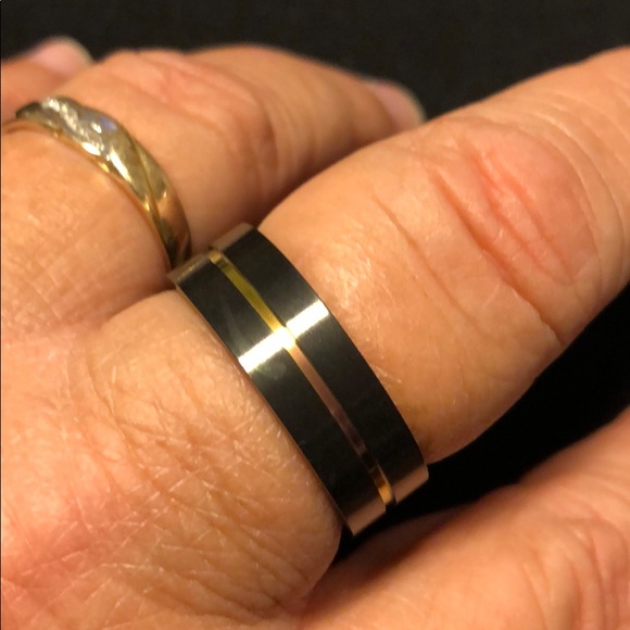 8MM Black Titanium Ring For Men Women Wedding Band - Picture 3 of 5